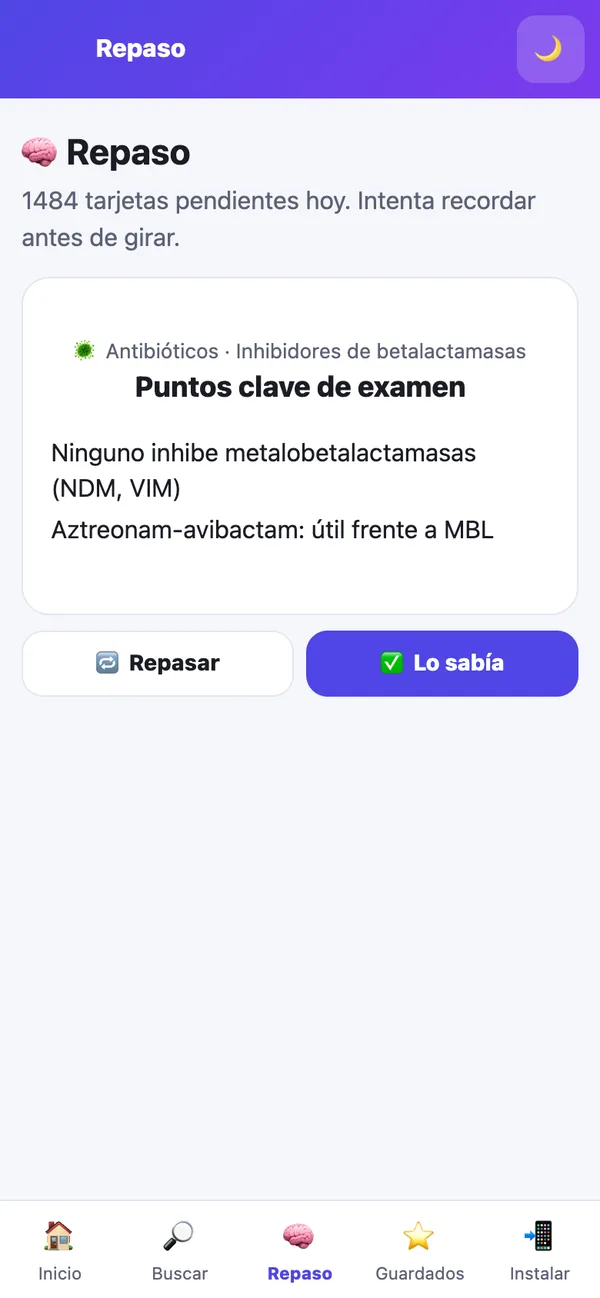 Muestra 4: flashcards con repetición espaciada
