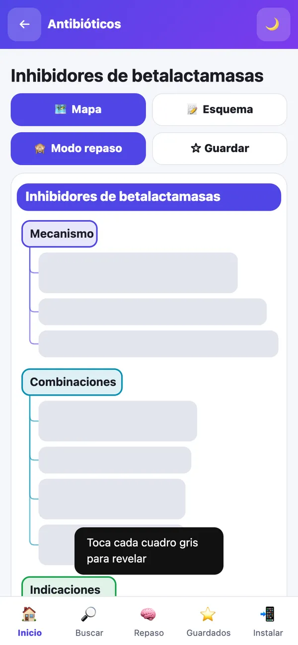 Muestra 3: modo repaso, ramas ocultas para ponerte a prueba